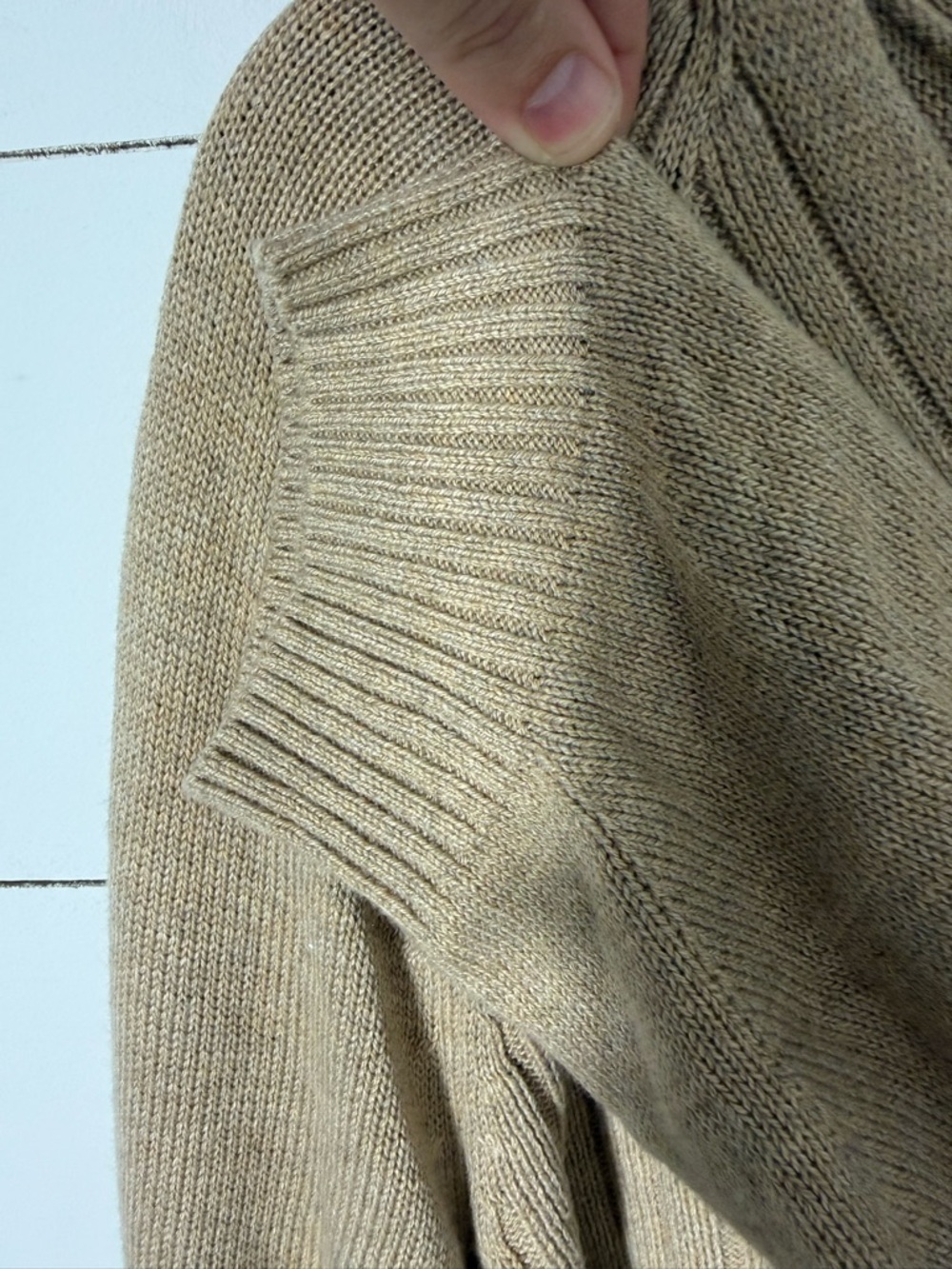 Talbots Neutral Ribbed V-Neck Sweater in Taupe - Picture 3 of 5